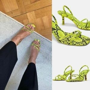 Zara Snake Skin neon Heels sz 39